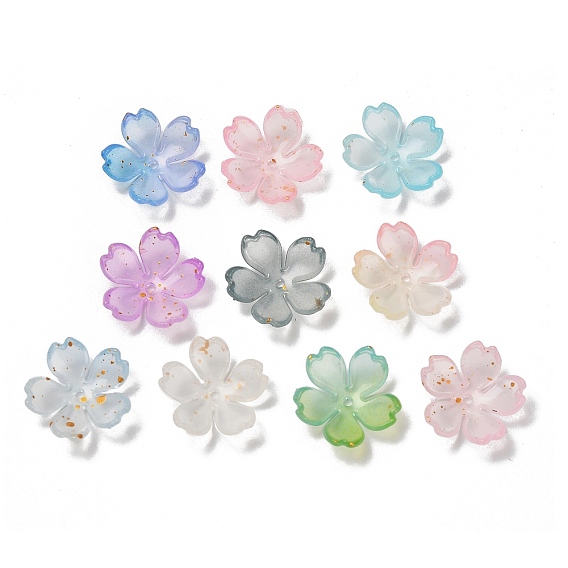 Акриловый шарик крышки, цветок, с золотой порошок