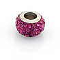 304 Stainless Steel Polymer Clay Rhinestone European Beads, Large Hole Rondelle Beads