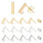 60Pcs 6 Style 304 Stainless Steel Rectangle Stud Earring Findings, with Loop, with 20Pcs 304 Stainless Steel & 10Pcs Iron Ear Nuts