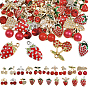 40 шт. 20 стили подвески из сплава клубники и вишни, с эмалью и горный хрусталь, платиной и золотом