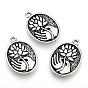 Tibetan Style Alloy Pendants, Cadmium Free & Lead Free, Oval with Flower and Hand