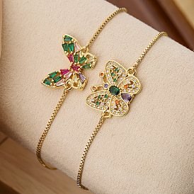 Exquisite Vintage Butterfly Bracelet with Copper Plating, Gold-Plated Zircon and Unique Design