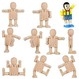 Gorgecraft Unfinished Blank Wooden Robot Toys, for DIY Hand Painting Crafts