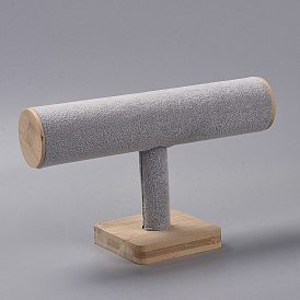 T-förmiger Armbandständer aus Samt mit Holzsockel, Tisch-Armband-Organizer-Halter