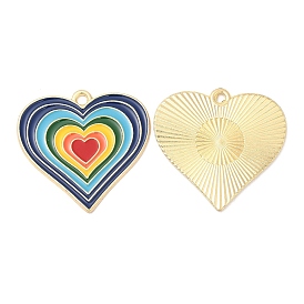 Alloy Pendants, with Enamel, Golden, Cadmium Free & Lead Free, Heart Charms