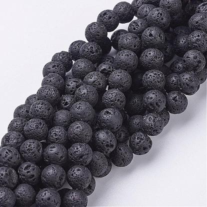 Natural Lava Rock Beads Strands, Round, 8mm, Hole: 1mm