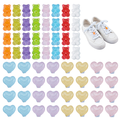 64шт. пластиковые и смоляные пряжки для обуви, медведь