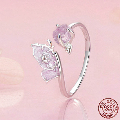 Регулируемые 925 манжеты из стерлингового серебра, смолы и эмали, бабочка