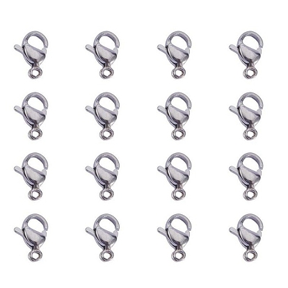 304 Stainless Steel Lobster Claw Clasps, Manual Polishing, 9x6x3mm, Hole: 1mm
