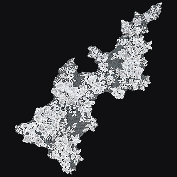 Polyester Embroidery Ornament Accessories, Appliques, Flower, for DIY Costume, Sewing Craft