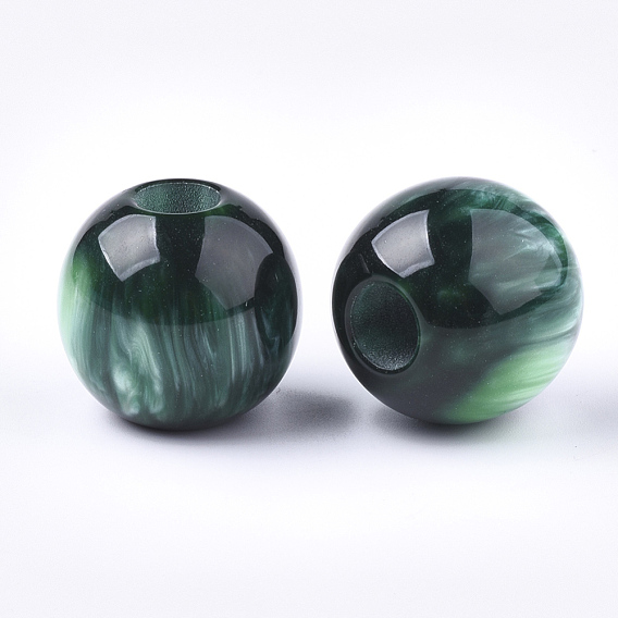 Perles en résine, pierre d'imitation, Perles avec un grand trou   , ronde