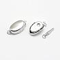 Brass Box Clasps, Cadmium Free & Nickel Free & Lead Free, Real Platinum Plated, Oval