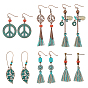 6 пара 6 комплект серег-кисточек в стиле бохо, Женские серьги с подвесками «лист, дерево и знак мира» из натуральной ракушки