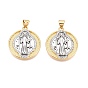 Латунные микро проложить кубического циркония подвески, без кадмия и без свинца, плоский круг с амулетами святого Иуды