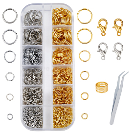 Наборы для самостоятельной сборки фурнитуры, в том числе железные открытые прыжковые кольца, Карабин-лобстер из цинкового сплава, 304 Пинцет для ресниц из нержавеющей стали, медные кольца, пластиковые окна