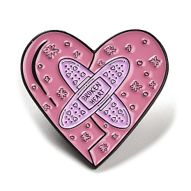 Heart Enamel Pin, Band Aid Alloy Brooch for Backpack Clothes