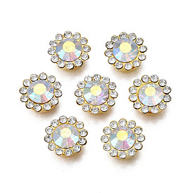 Шить на горный хрусталь, стекло горный хрусталь, с настройками железного зубца, с покрытием AB цвета, граненые, цветок