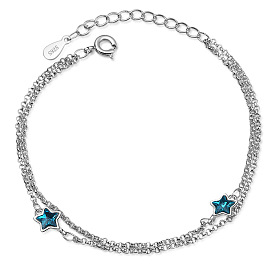 Blue Pentagram Bracelet with Simple and Sweet Synthetic Crystal Star Jewelry