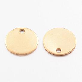 Ion Plating(IP) 304 Stainless Steel Charms, Stamping Blank Tag Pendant, Flat Round