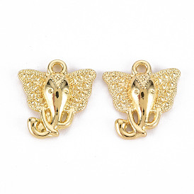 Rack Plating Alloy Pendants Rhinestone Settings, Cadmium Free & Lead Free, Elephant