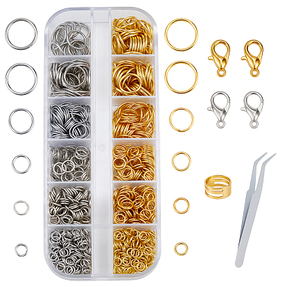 Наборы для самостоятельной сборки фурнитуры, в том числе железные открытые прыжковые кольца, Карабин-лобстер из цинкового сплава, 304 Пинцет для ресниц из нержавеющей стали, медные кольца, пластиковые окна