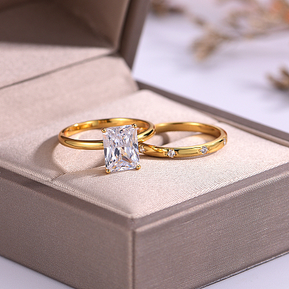 925 Bagues en argent sterling avec pavé de zircones cubiques pour couple, carrée