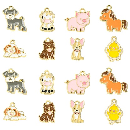 40 шт 8 стили подвески из цинкового сплава с эмалью, прелести животных, золотые