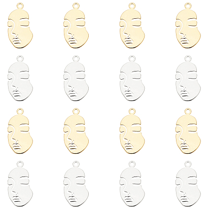 Brass Pendant, Long-Lasting Plated, Nickel Free, Face