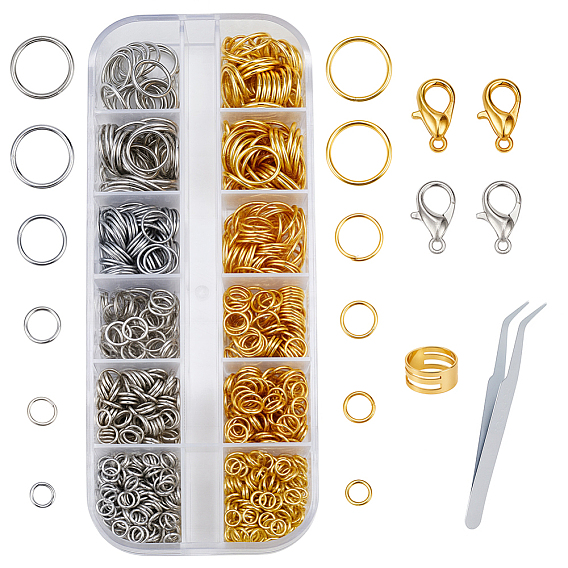 Наборы для самостоятельной сборки фурнитуры, в том числе железные открытые прыжковые кольца, Карабин-лобстер из цинкового сплава, 304 Пинцет для ресниц из нержавеющей стали, медные кольца, пластиковые окна