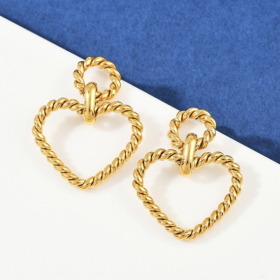 304 серьги-гвоздики в форме сердца из нержавеющей стали