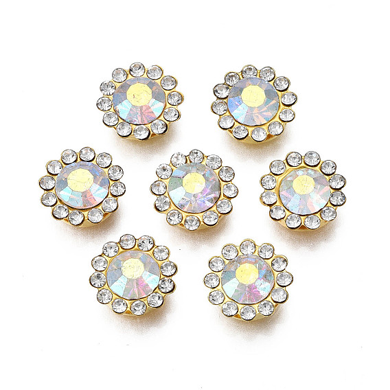 Шить на горный хрусталь, стекло горный хрусталь, с настройками железного зубца, с покрытием AB цвета, граненые, цветок