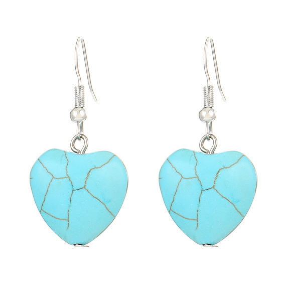 Серьги сплава обручем, с синтетическими бирюзовый