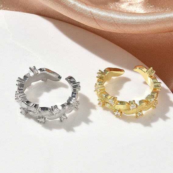 Открытые кольца манжеты из латуни с микропаве и кубическим цирконием, без кадмия и без свинца, стойки покрытие, долговечный