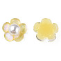Translucent Epoxy Resin Cabochons, with ABS Plastic Imitation Pearl and Glitter Powder, Flower