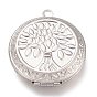 316 Stainless Steel Locket Pendants, Photo Frame Charms, Flat Round with Tree of Life