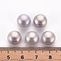 Flat Round Natural Cultured Freshwater Pearl Beads, Half Drilled