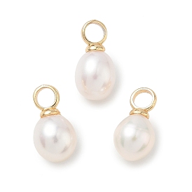 Подвески из натурального пресноводного жемчуга, рисовые амулеты с латунными креплениями, белые