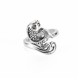 Men's Alloy Finger Rings, Open Rings, Cadmium Free & Lead Free, Fish
