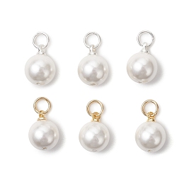 6 шт. 2 круглые подвески-жемчужины разных цветов, с латунной фурнитурой , золотые и серебряные