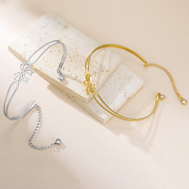 304 женские браслеты-манжеты из нержавеющей стали, бантом