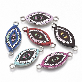 Printed Alloy Links Connectors, with Enamel, Platinum, Eye