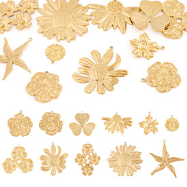 11 шт 11 стили 304 подвески из нержавеющей стали, ионное покрытие (ip), цветочный шарм