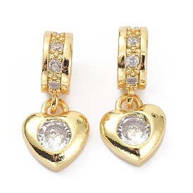 Brass Cubic Zirconia Pendants, Heart