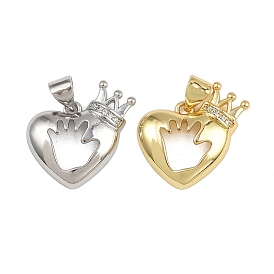 Латунные микро проложить кубического циркония подвески, подвески в форме сердца-короны, стойки покрытие, долговечный, без свинца и без кадмия