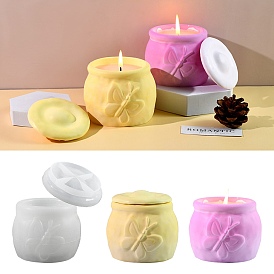 DIY Silicone Candle Holders Molds, Candlestick Molds, Gesso Resin Casting Molds, Jar with Butterfly Pattern