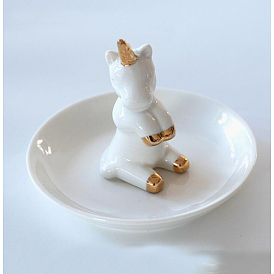 Porte-bague licorne en porcelaine, plateau de bijoux, pour contenir de petits bijoux, Anneaux, , Des boucles d'oreilles, Bracelets, bibelot, pour les femmes filles cadeau d'anniversaire