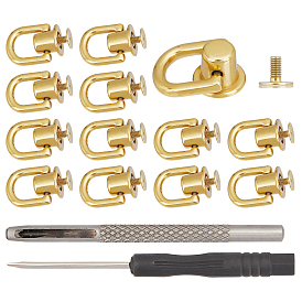 20 Sets Legierung D-Ring Kopf Screwback-Knopf, mit Schraube, mit 1pc leder locher lederhandwerk loch handwerk, 1Stahl-Schlitz-Schraubendreher, für diy art lederhandwerk