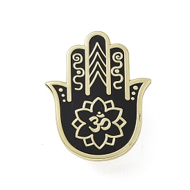 Lotus Hamsa Hand Alloy Enamel Pin Brooch, for Backpack Clothes
