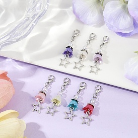 Подвеска в виде звезды из цветочного АБС-пластика и жемчуга, Сплав с застежками когтя омара