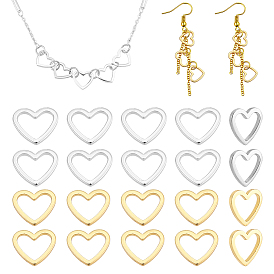 20Pcs 2 Colors Brass Linking Rings, Heart